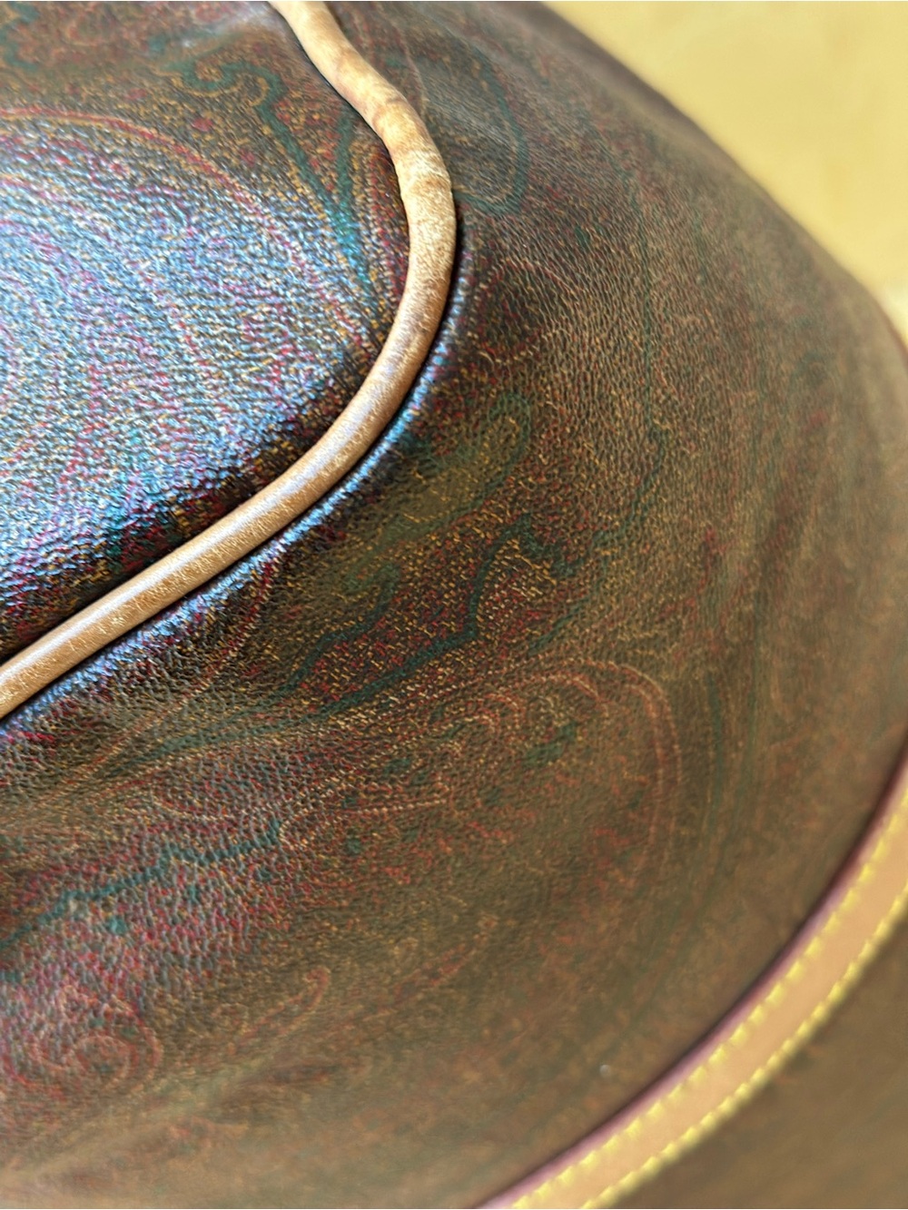 Etro Brown Paisley Travel Duffel with Tan Leather Trim 20" - Etro Weekender Bag! - Picture 10 of 15